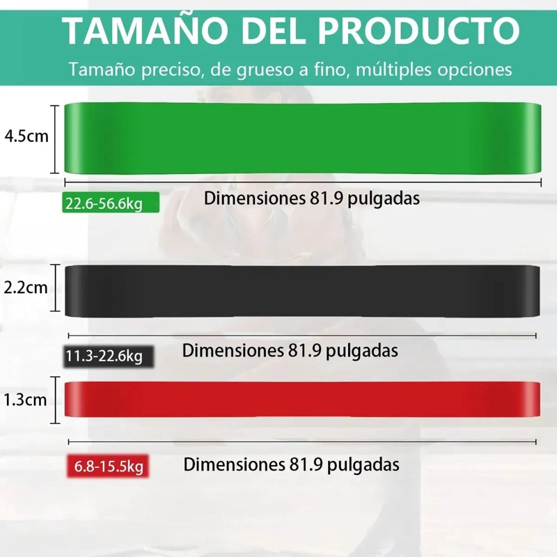 SET DE 3 BANDAS ELASTICAS DE RESISTENCIA PARA ENTRENAMIENTO Y FITNESS - 2