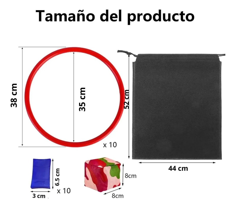 SET DE 10 ANILLOS PARA PSICOMOTRICIDAD Y AGILIDAD DEPORTIVA DE 38 CM - 2