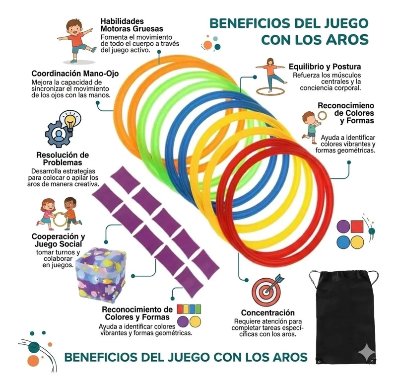 SET DE 10 ANILLOS PARA PSICOMOTRICIDAD Y AGILIDAD DEPORTIVA DE 38 CM - 5