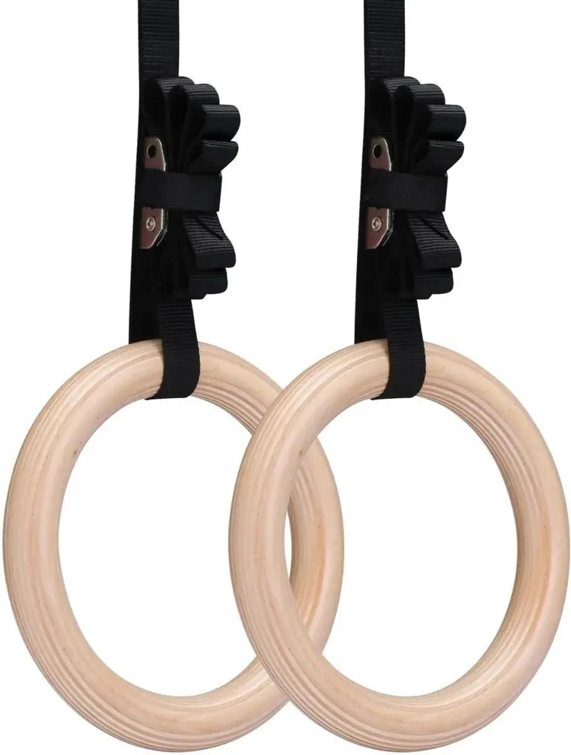 ANILLAS DE MADERA PARA GIMNASIA Y CALISTENIA FITNESS - 1