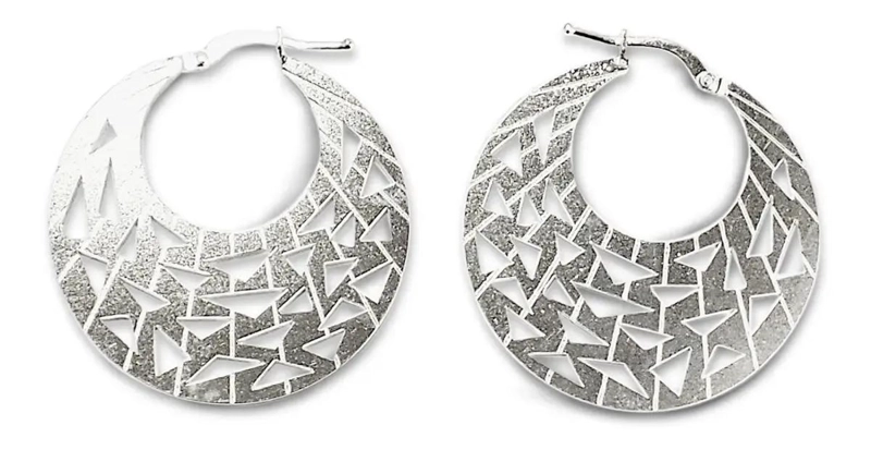 AROS ARGOLLA CALADA DE PLATA FINA 925 PARA MUJER - 1