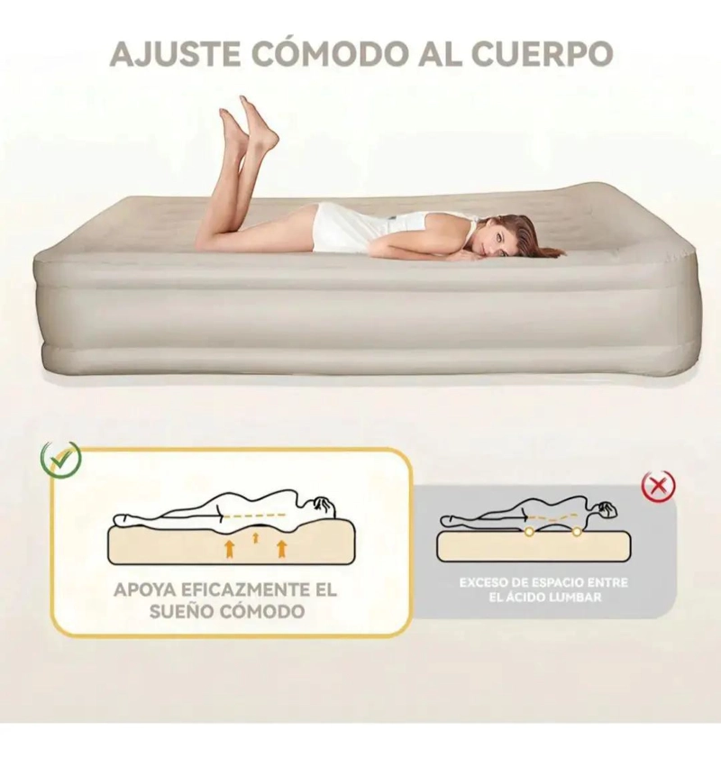 COLCHON INFLABLE PARA DOS PERSONAS CON BOMBA ELE CTRICA INTEGRADA - 2