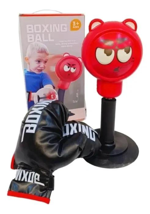 KIT DE ENTRENAMIENTO DE BOXEO INFANTIL CON GUANTES Y BASE ROJA - 2