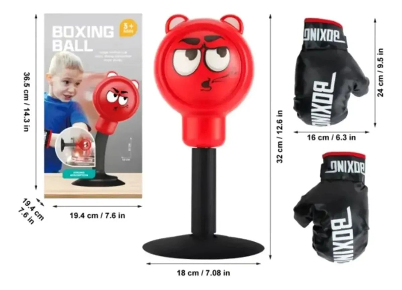 KIT DE ENTRENAMIENTO DE BOXEO INFANTIL CON GUANTES Y BASE ROJA - 3
