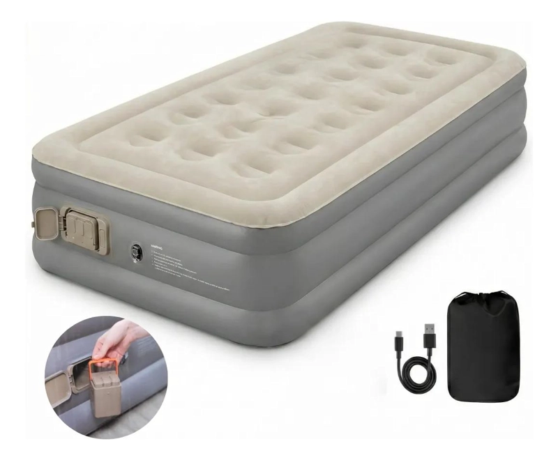 COLCHON INFLABLE ELE CTRICO INDIVIDUAL CON INFLADOR INCORPORADO - 1