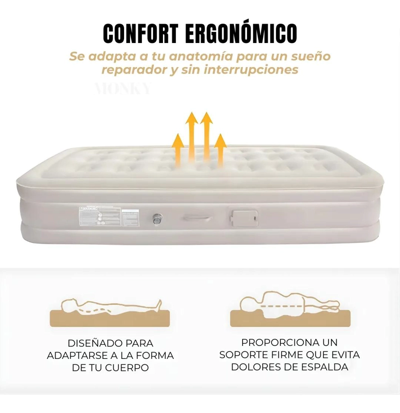 COLCHON INFLABLE ELE CTRICO INDIVIDUAL CON INFLADOR INCORPORADO - 2