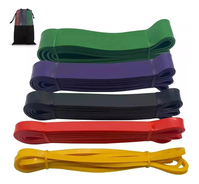 SET DE 5 BANDAS ELASTICAS DE RESISTENCIA PARA ENTRENAMIENTO Y GIMNASIO - 1
