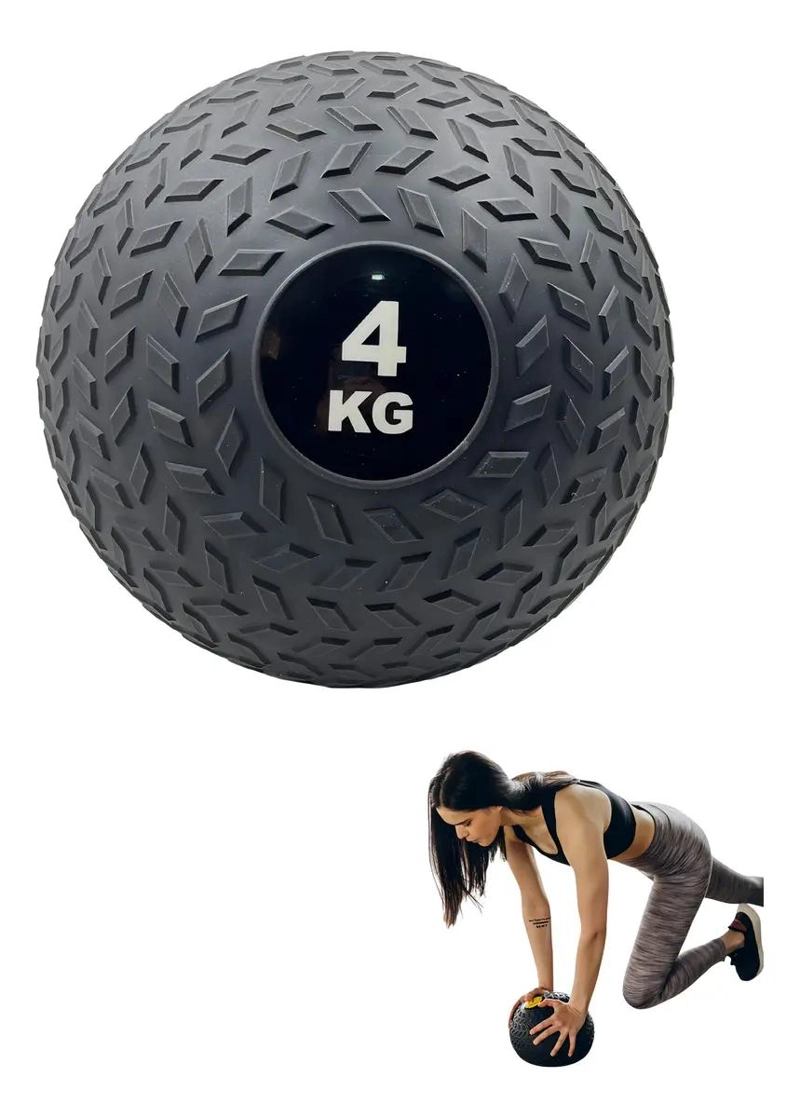 BALON MEDICINAL DE 4 KG CON SUPERFICIE ANTIDESLIZANTE DE GOMA NEGRA - 1