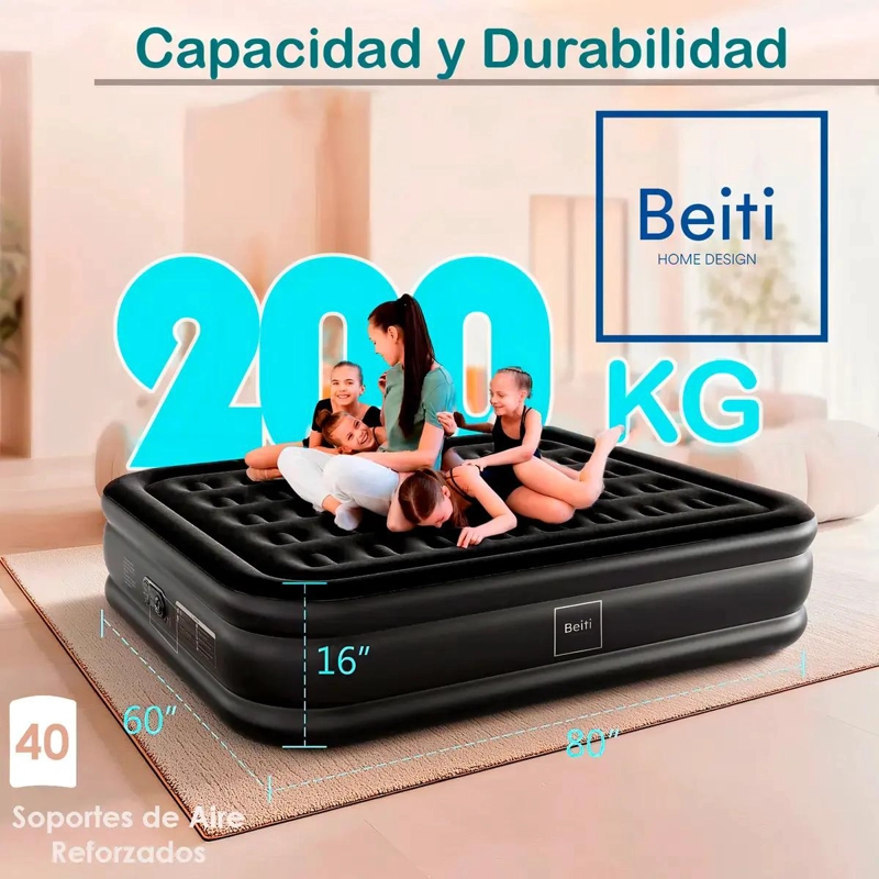COLCHON INFLABLE ELE CTRICO PARA DOS PERSONAS CON BOMBA INTEGRADA - 2
