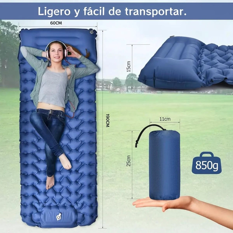 COLCHONETA INFLABLE INDIVIDUAL PARA CAMPING Y ACTIVIDADES AL AIRE LIBRE - 1
