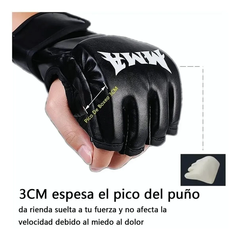 GUANTES DE BOXEO ENTRENAMIENTO MEDIO DEDO PARA KICKBOXING Y ARTES MARCIALES - 3