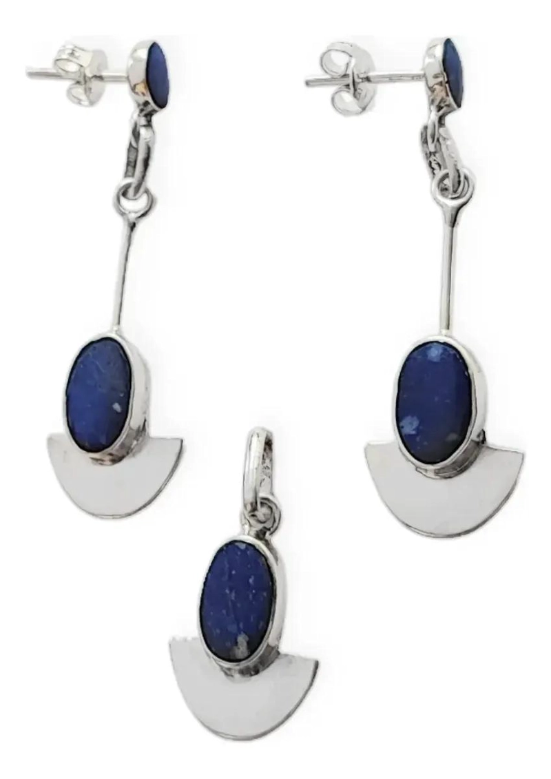 SET DE JOYERIA CON LAPISLAZULI OVALADO EN PLATA FINA 950 - 2