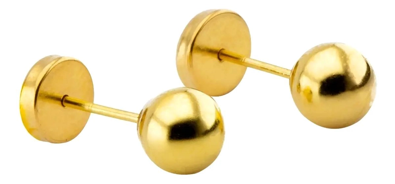 AROS DE ORO 18 KTS CON DISEÑO DE BOLITA NUMERO 6 - 1