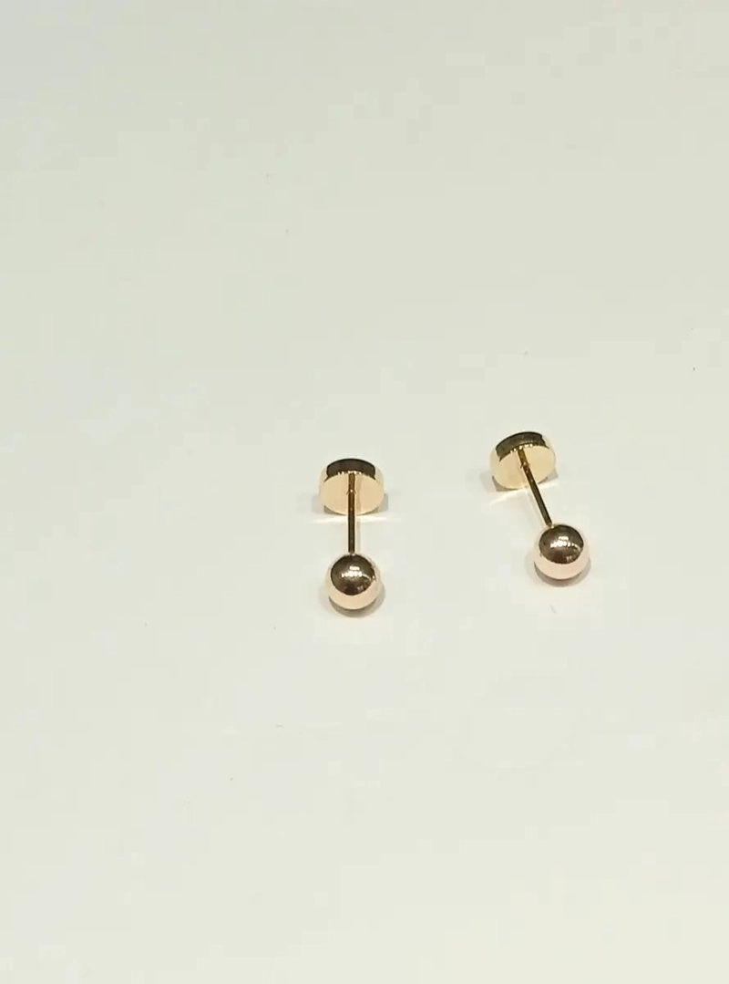 AROS DE ORO 18 KTS CON DISEÑO DE BOLITA NUMERO 6 - 2