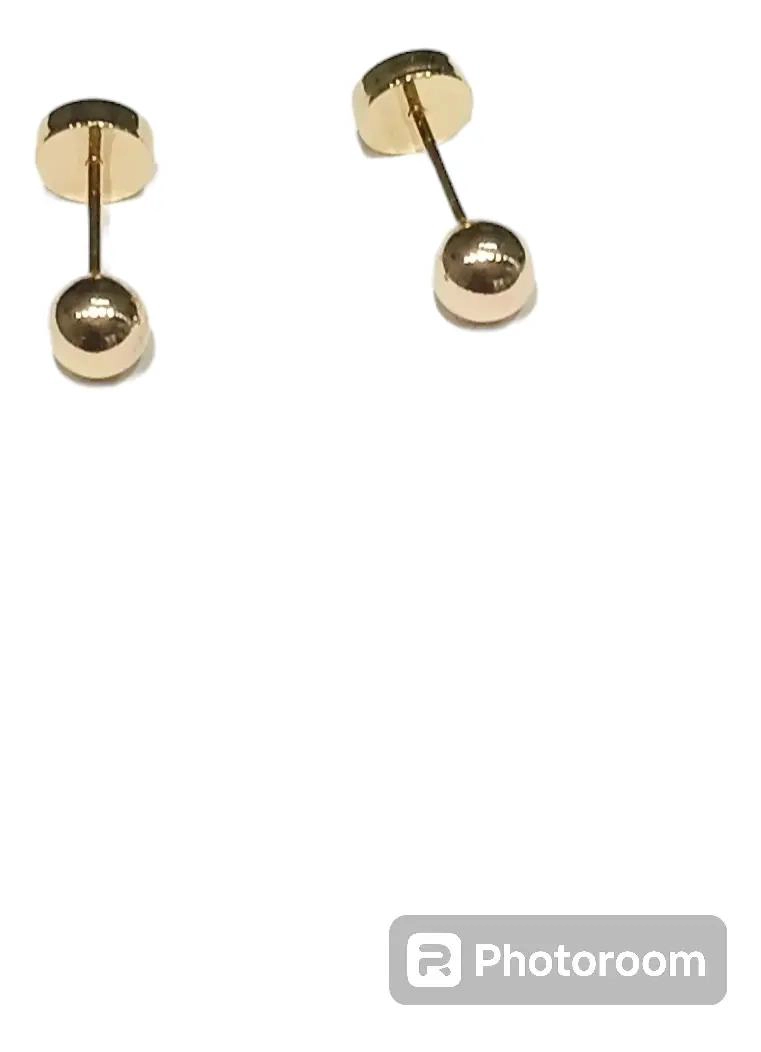 AROS DE ORO 18 KTS CON DISEÑO DE BOLITA NUMERO 6 - 4