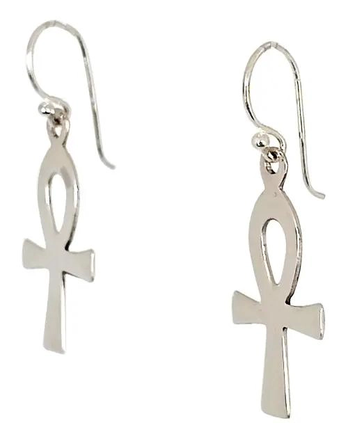 AROS CON DISEÑO CRUZ ANKH COLGANTE EN PLATA FINA 925 - 2