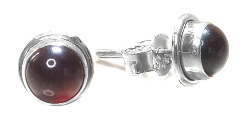 AROS BOTON GRANATE EN PLATA FINA 925 DE DISEÑO ELEGANTE - 1
