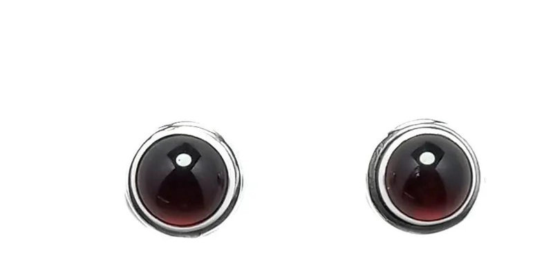 AROS BOTON GRANATE EN PLATA FINA 925 DE DISEÑO ELEGANTE - 2