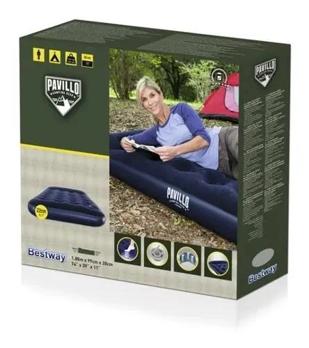 COLCHON INFLABLE INDIVIDUAL COLOR AZUL RESISTENTE Y COMODO - 1