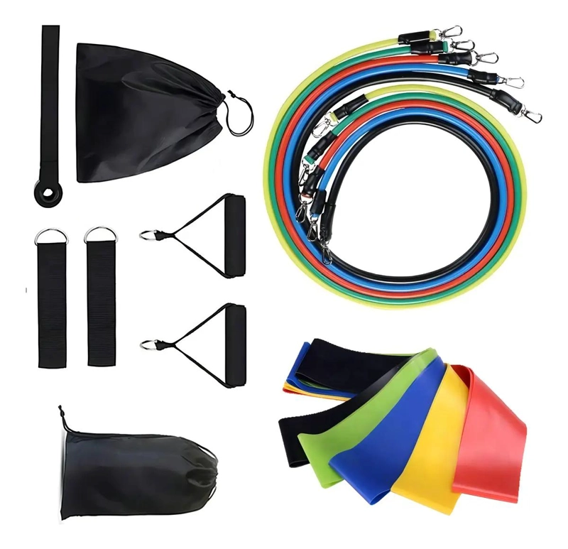 KIT DE 16 BANDAS ELASTICAS PARA EJERCICIO CON DIFERENTES RESISTENCIAS - 1