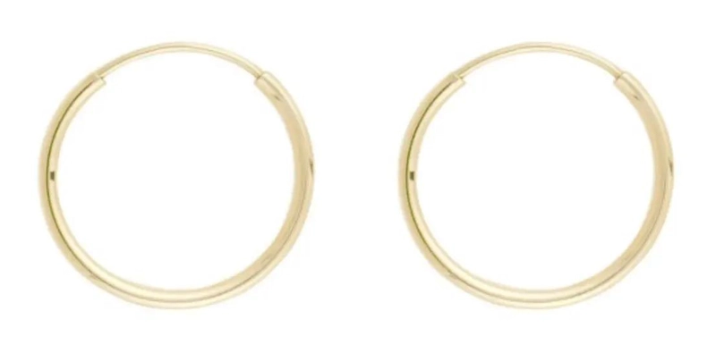 AROS ARGOLLAS DE PLATA BAÑADAS EN ORO DE 18K CON DIAMETRO DE 15MM - 1