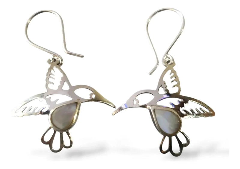AROS CON DISEÑO DE COLIBRI EN LAPISLAZULI Y PLATA 950 - 1