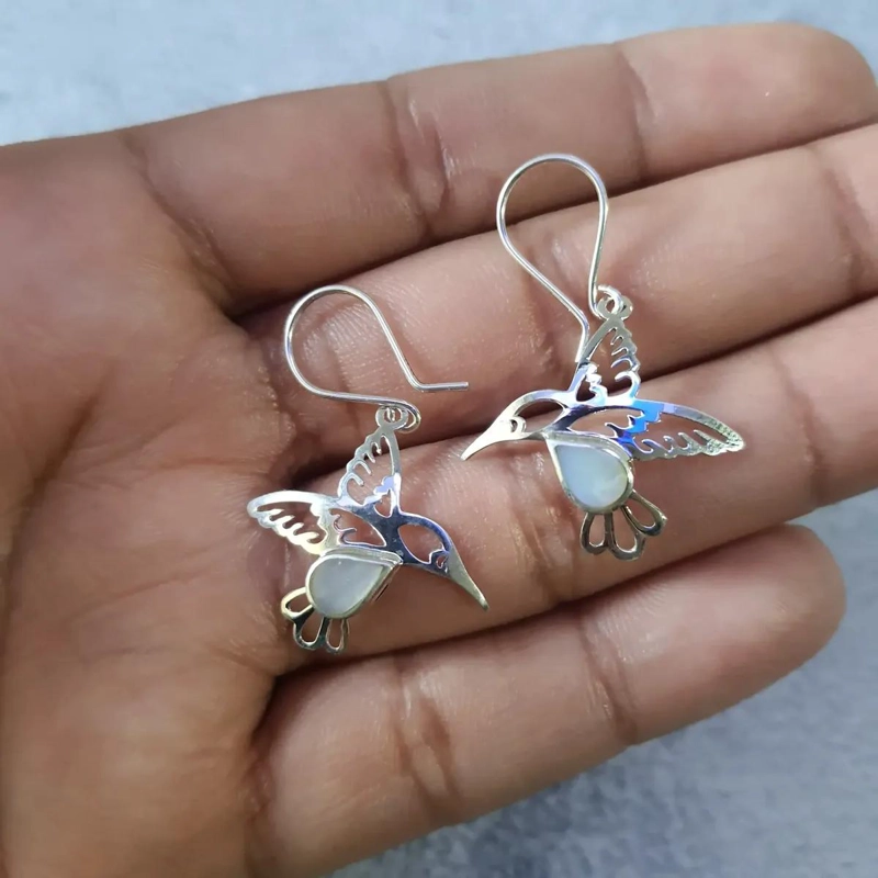 AROS CON DISEÑO DE COLIBRI EN LAPISLAZULI Y PLATA 950 - 3