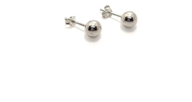 AROS DE PLATA FINA 925 CON DISEÑO DE BOLA DE 7 MM - 1