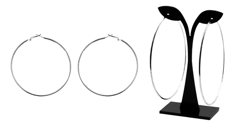 JUEGO DE 12 PARES DE AROS ARGOLLAS PLATEADOS DE FANTASIA DE 90 MM - 3