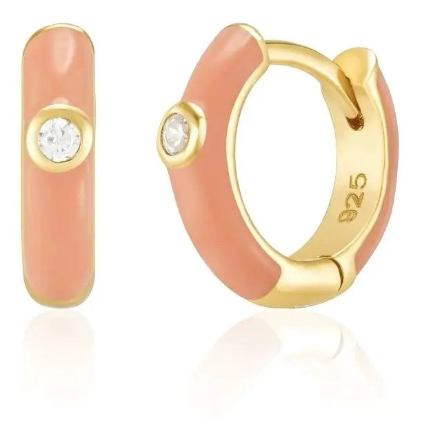 AROS ARGOLLAS PARA NIÑA COLOR ROSA CON ACABADO EN PLATA Y ORO HIPOALERGE NICO - 1