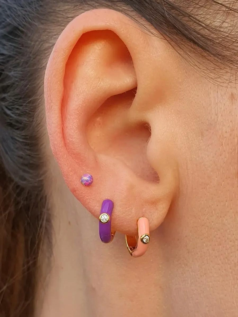 AROS ARGOLLAS PARA NIÑA COLOR ROSA CON ACABADO EN PLATA Y ORO HIPOALERGE NICO - 4