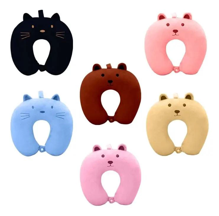 ALMOHADA CERVICAL DE VIAJE CON DISEÑO DE OSO Y GATO SURTIDO 33X29X7 CM - 3