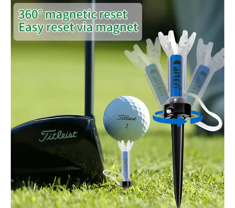 SET DE 5 TEES DE GOLF MAGNE TICOS DE PLASTICO RESISTENTE PARA CAMPO - 5