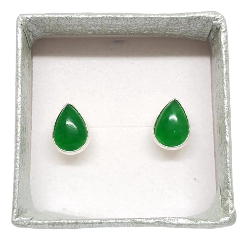 AROS DE PLATA 925 CON PIEDRA PERIDOTO DE DISEÑO ELEGANTE - 1