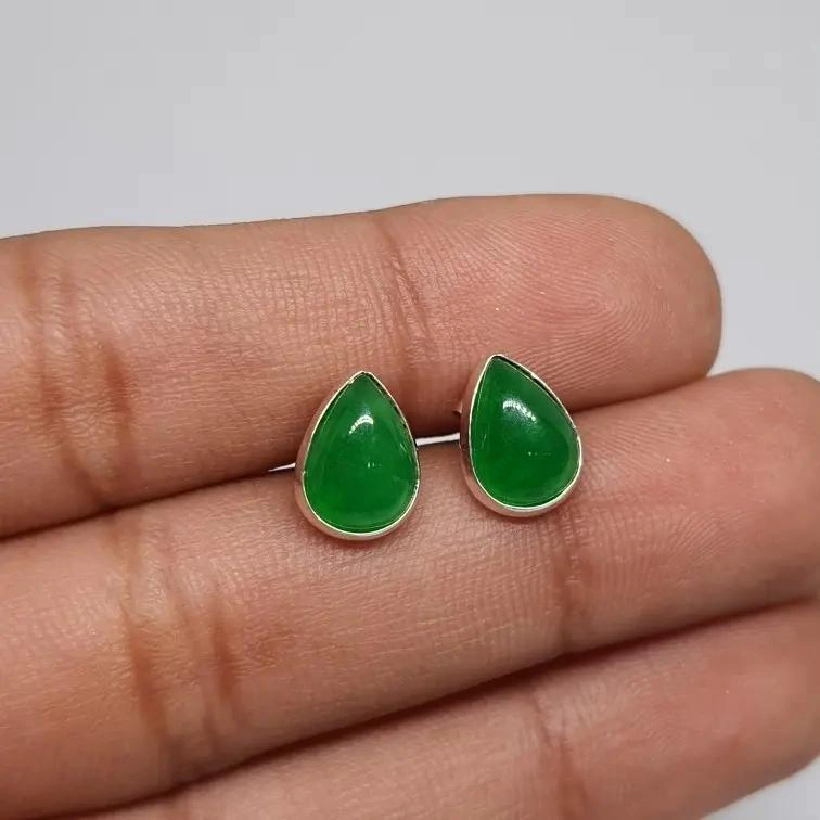 AROS DE PLATA 925 CON PIEDRA PERIDOTO DE DISEÑO ELEGANTE - 2