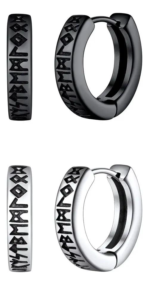 PACK DE 2 PARES DE AROS CON RUNAS VIKINGAS PARA HOMBRE Y MUJER - 1