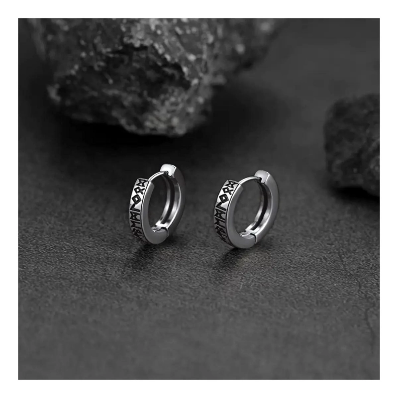 PACK DE 2 PARES DE AROS CON RUNAS VIKINGAS PARA HOMBRE Y MUJER - 4