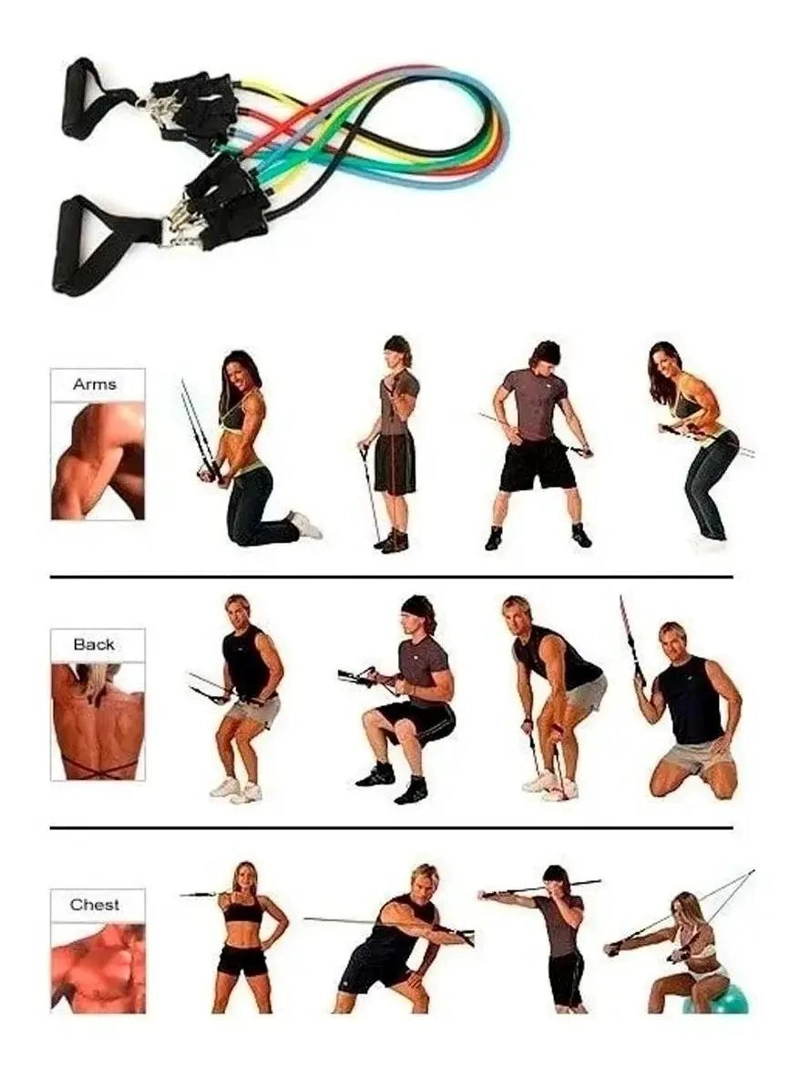 KIT DE BANDAS ELASTICAS DE RESISTENCIA CON 11 PIEZAS Y MANIJAS INCLUIDAS - 2