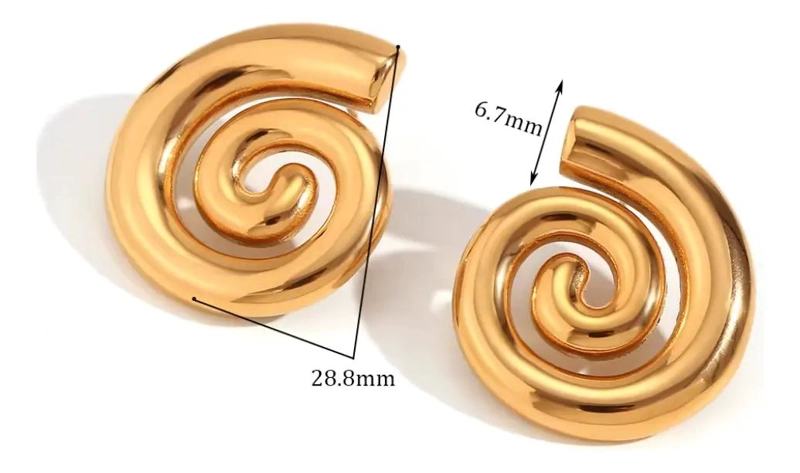 AROS COLGANTES DORADOS CON DISEÑO DE CARACOL EN ACERO INOXIDABLE - 3