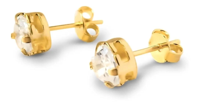 AROS CON DISEÑO DE CORAZON Y CIRCONES ENCHAPADOS EN ORO DE 18 QUILATES - 1