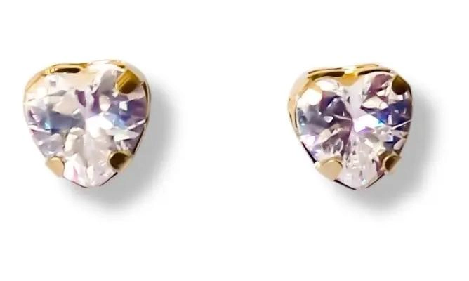 AROS CON DISEÑO DE CORAZON Y CIRCONES ENCHAPADOS EN ORO DE 18 QUILATES - 2