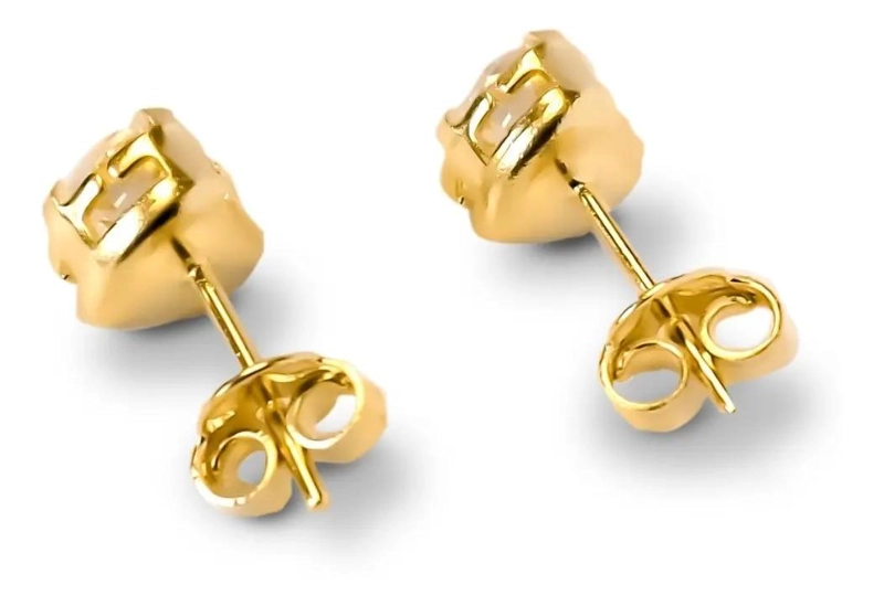 AROS CON DISEÑO DE CORAZON Y CIRCONES ENCHAPADOS EN ORO DE 18 QUILATES - 3