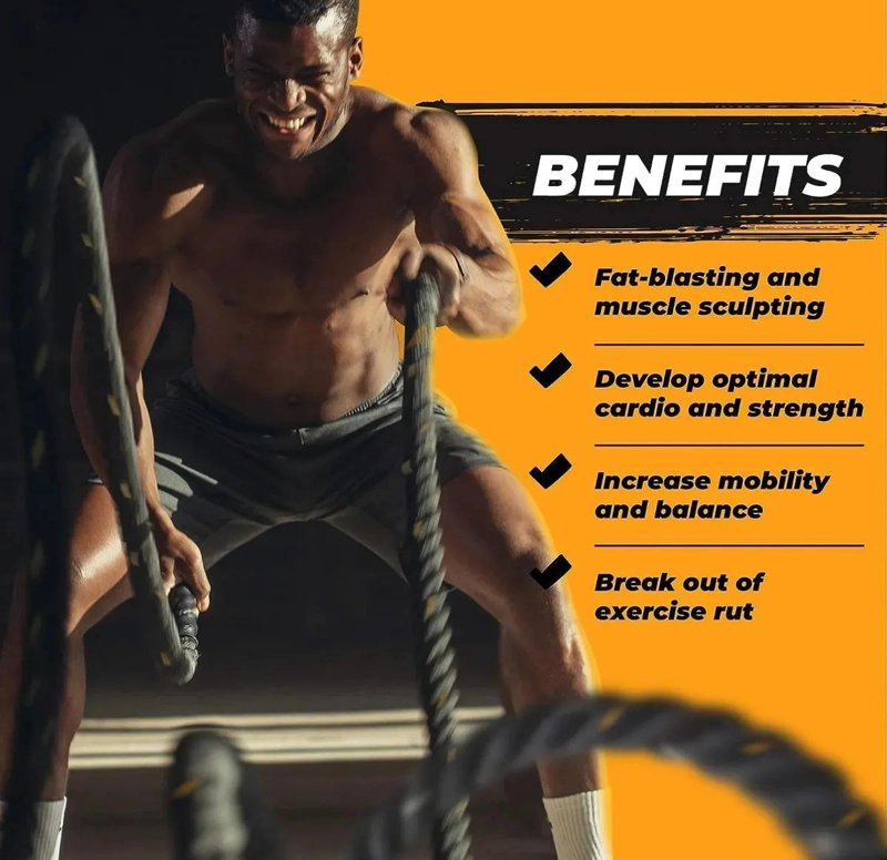 CUERDA DE BATALLA PARA ENTRENAMIENTO DE FUERZA Y FITNESS DE 9 METROS - 4