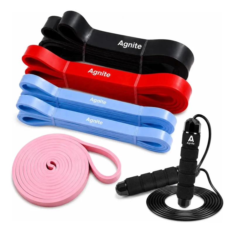 SET DE 5 BANDAS ELASTICAS DE RESISTENCIA PARA EJERCICIO CON CUERDA PARA SALTAR - 1
