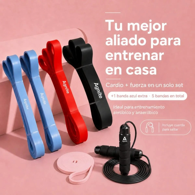 SET DE 5 BANDAS ELASTICAS DE RESISTENCIA PARA EJERCICIO CON CUERDA PARA SALTAR - 2