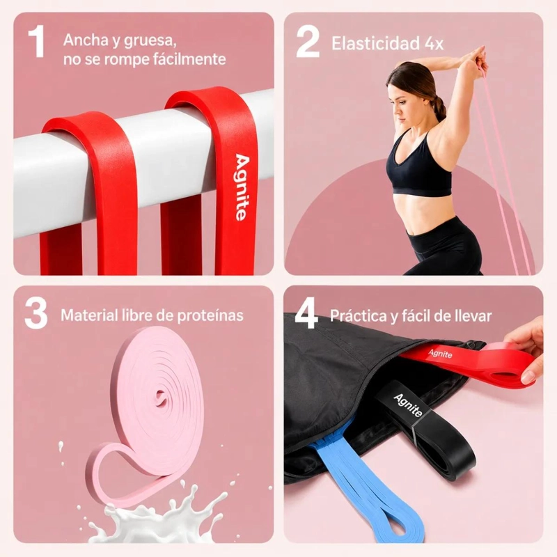 SET DE 5 BANDAS ELASTICAS DE RESISTENCIA PARA EJERCICIO CON CUERDA PARA SALTAR - 3