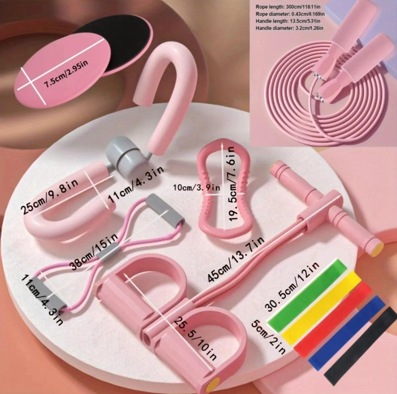 KIT DE 11 BANDAS ELASTICAS DE RESISTENCIA PARA PILATES Y FITNESS - 1