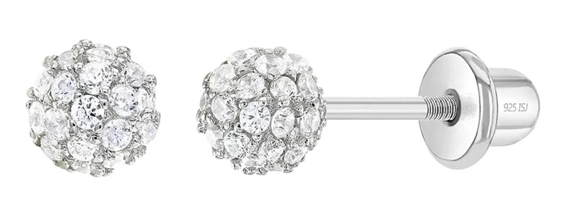 AROS REDONDOS DE PLATA 925 CON CIRCONES DE 4 MM PARA NIÑAS Y ADOLESCENTES - 1