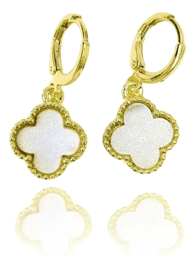 AROS ARGOLLA CON DISEÑO DE TRE BOL Y NACAR ENCHAPADO EN ORO 18K - 1