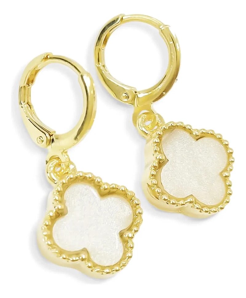 AROS ARGOLLA CON DISEÑO DE TRE BOL Y NACAR ENCHAPADO EN ORO 18K - 2